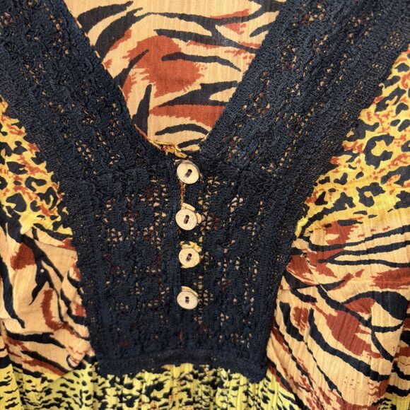 Phases Women Dress 2X Animal Print Resort Kitschy Art Vintage V Neck Cotton - Picture 4 of 9